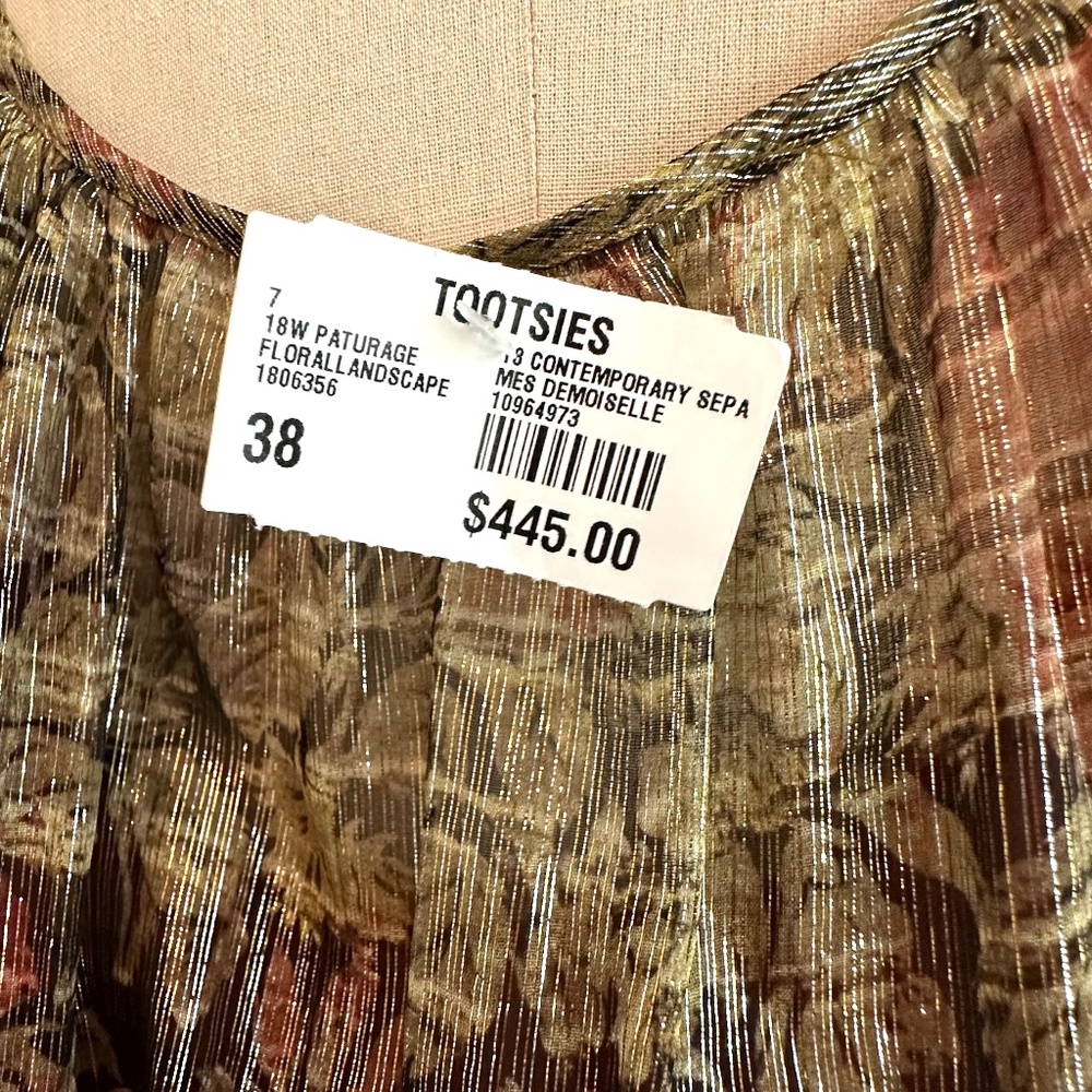Mes Demoiselles Paris Silk Floral Metallic 'Paturage' Maxi Dress Size FR 38/US M - Picture 9 of 11